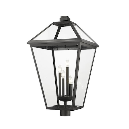 Z-Lite Talbot 4 Light Outdoor Post Mount Fixture, Black & Clear Beveled 579PHXLXR-BK